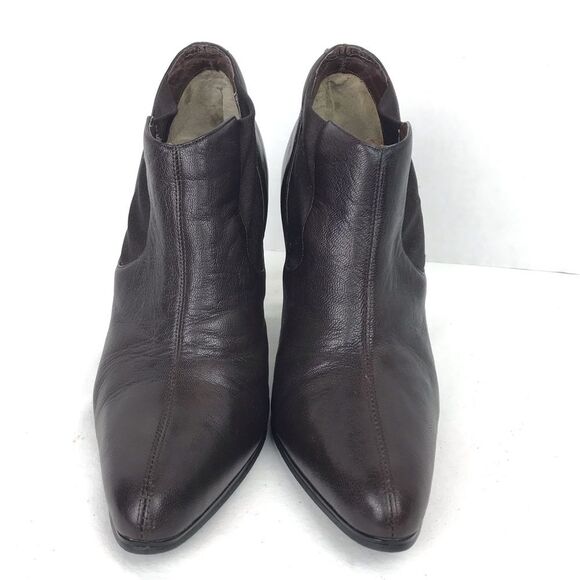 Colin Stuart Brown Leather Heeled Booties Sz 7 - Picture 5 of 8
